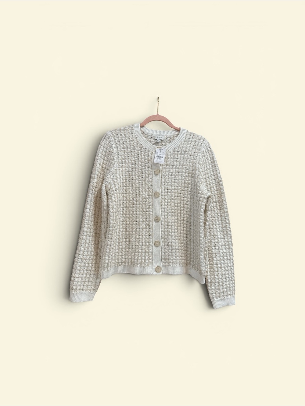 Cream bling Textured Button-Up Women's Sweater Cardigan